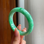糯冰果绿翡翠平安镯（54.6mm)（yc345454）