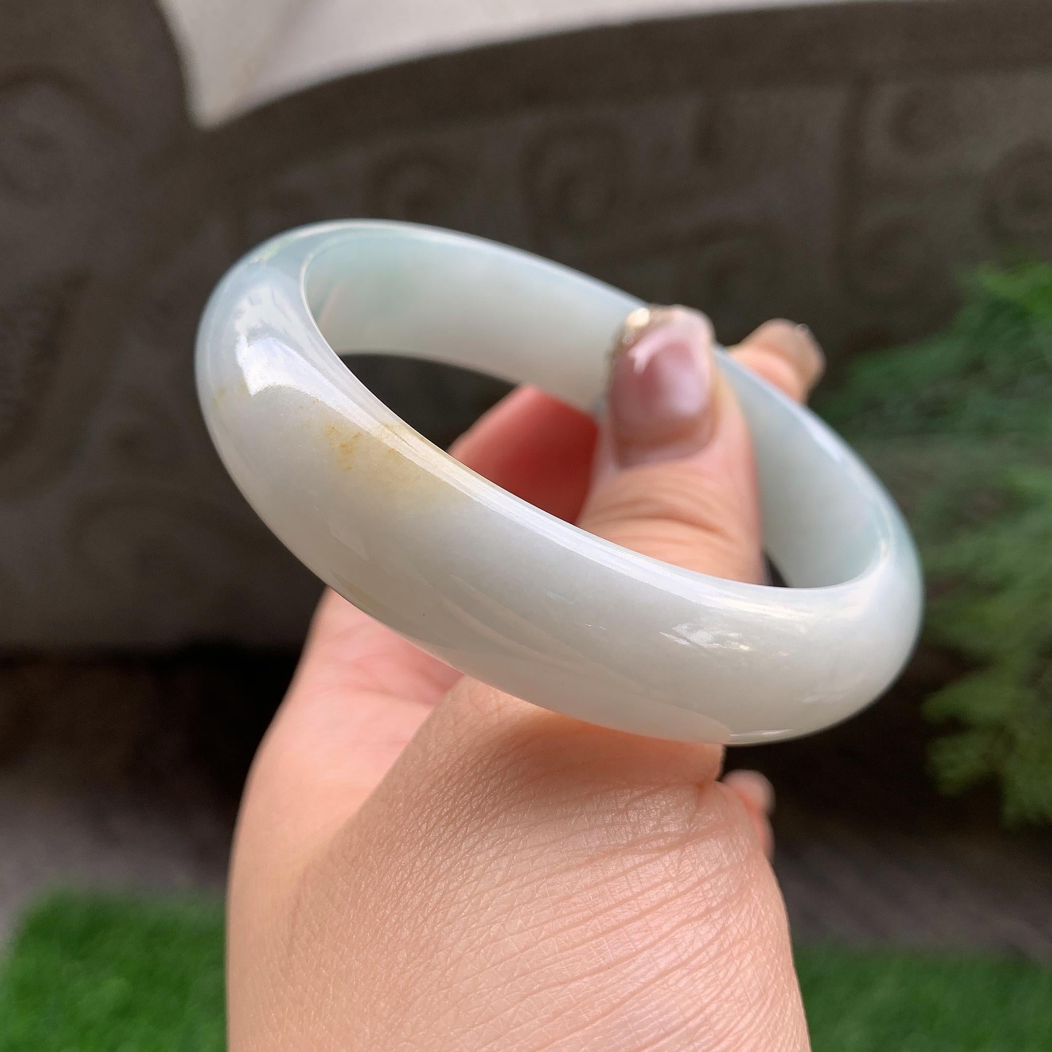 细糯种淡晴底飘黄翡平安镯（56.6mm）（yc293333）
