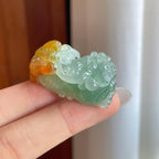 糯冰晴底带黄翡翡翠貔貅（yc269023）