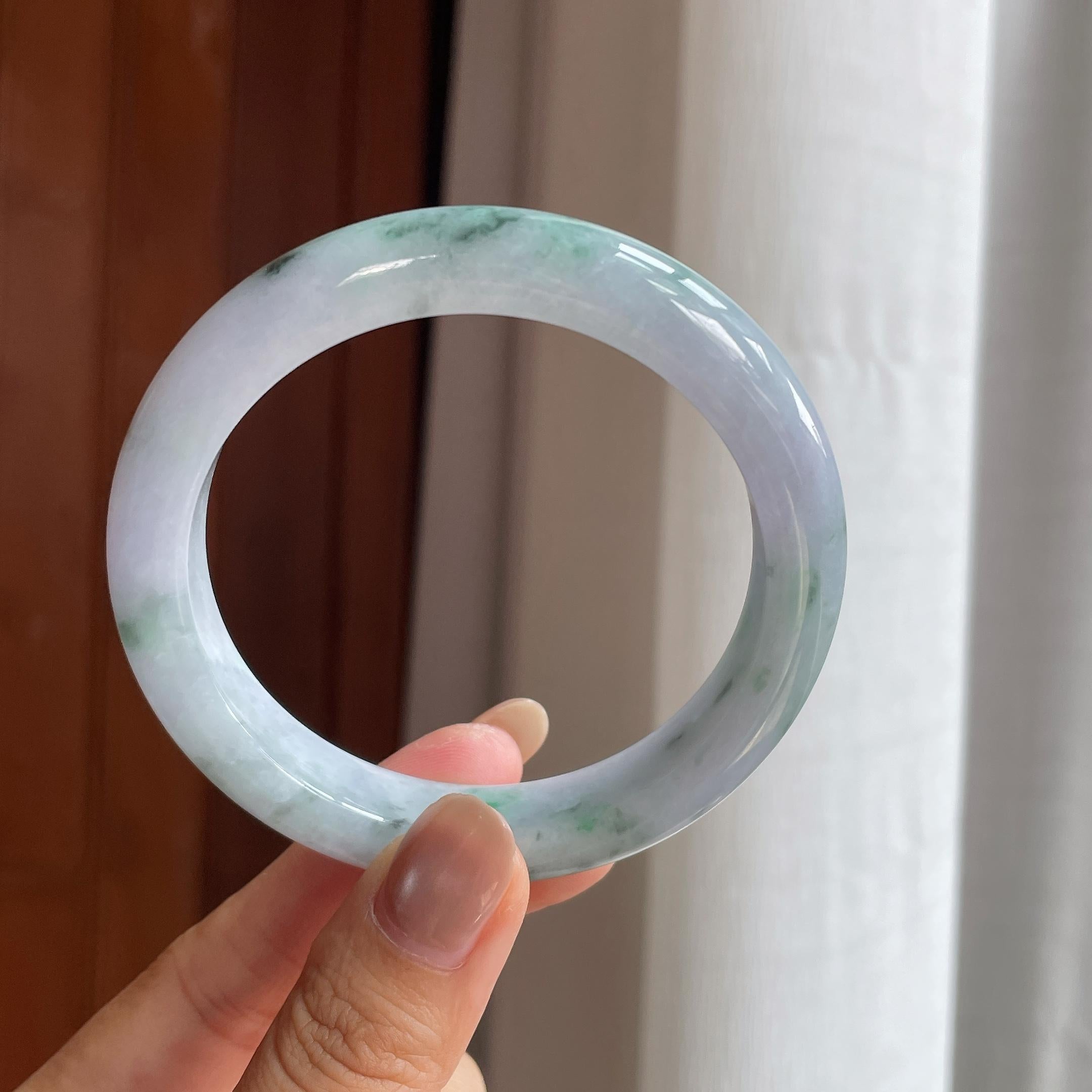 糯冰飘花翡翠平安镯(58.5mm)（yc415383）