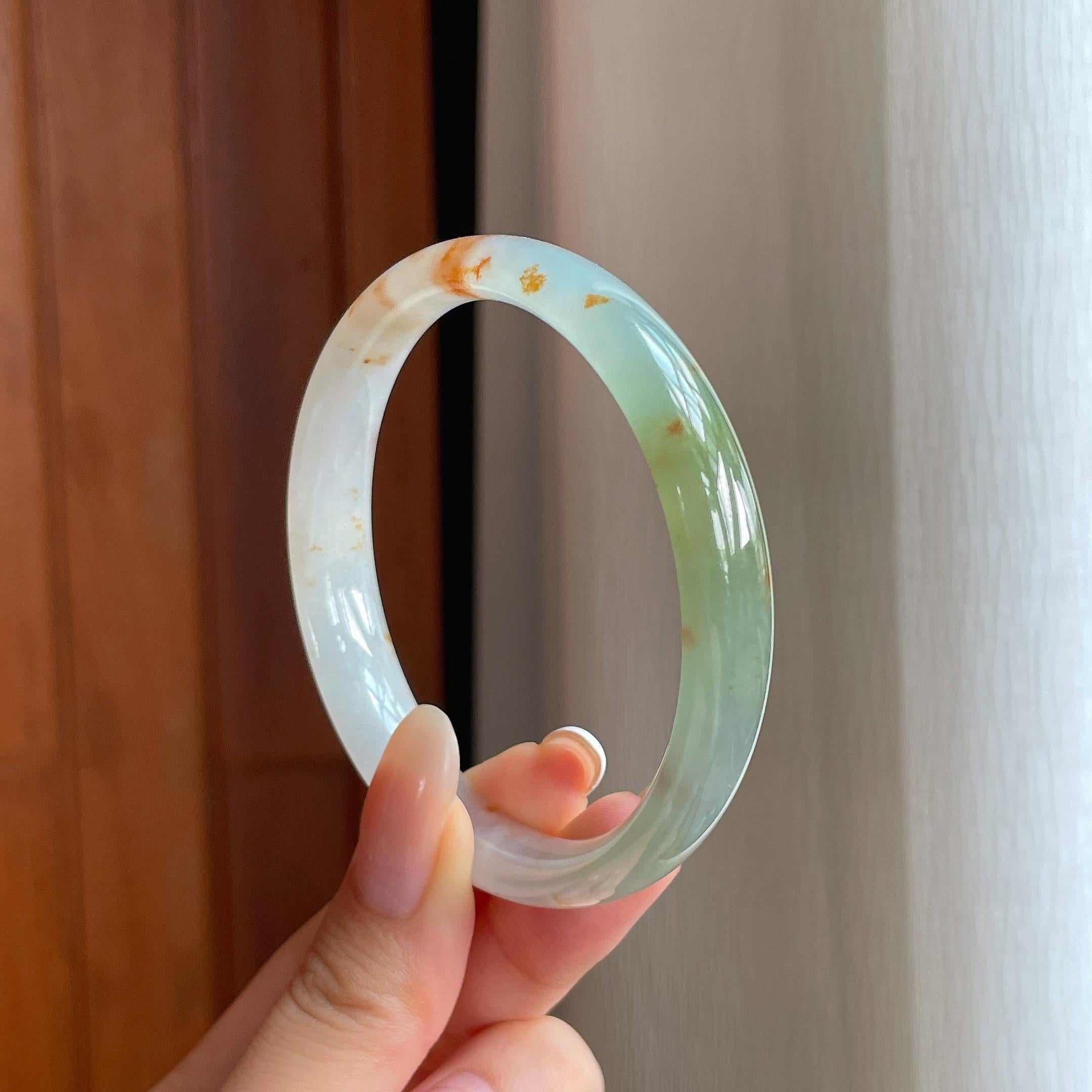 糯冰特色翡翠平安镯（59mm)（yc413784）