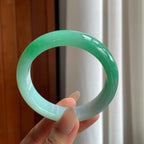 糯冰带色翡翠平安镯（58mm）（yc238189）