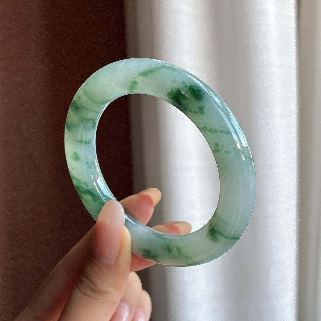 小圈口 糯冰飘花圆条手镯 52圈（yc763431）