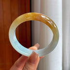 糯冰黄翡翡翠平安镯（57.8mm）（yc363425）