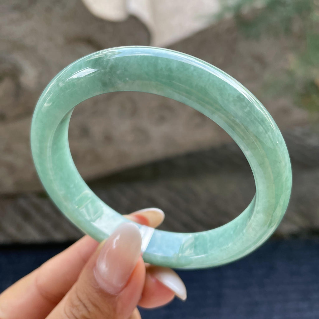糯种满绿正圈平安镯57.1圈     天然缅甸A货翡翠（yc421206）