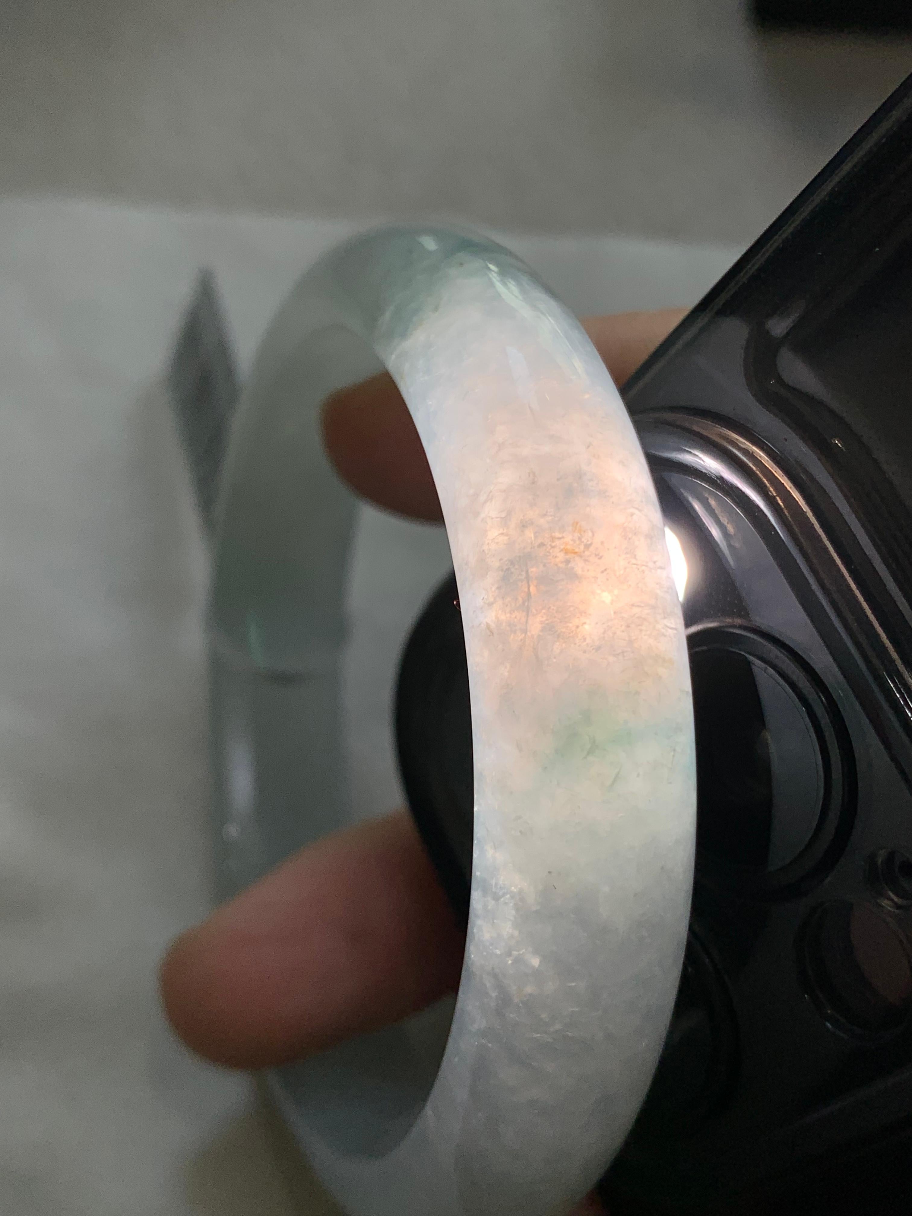 糯冰种飘花平安镯（56.8mm）（yc307325）