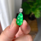 18K金钻镶冰种满绿福豆吊坠（yc257221）