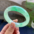 糯冰种飘绿宽版轮胎手镯（55.4mm）（yc249431）