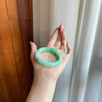 细糯冰飘花翡翠平安镯（52mm）（yc277414）