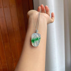 18k金镶冰种带色翡翠叶子（yc250572）