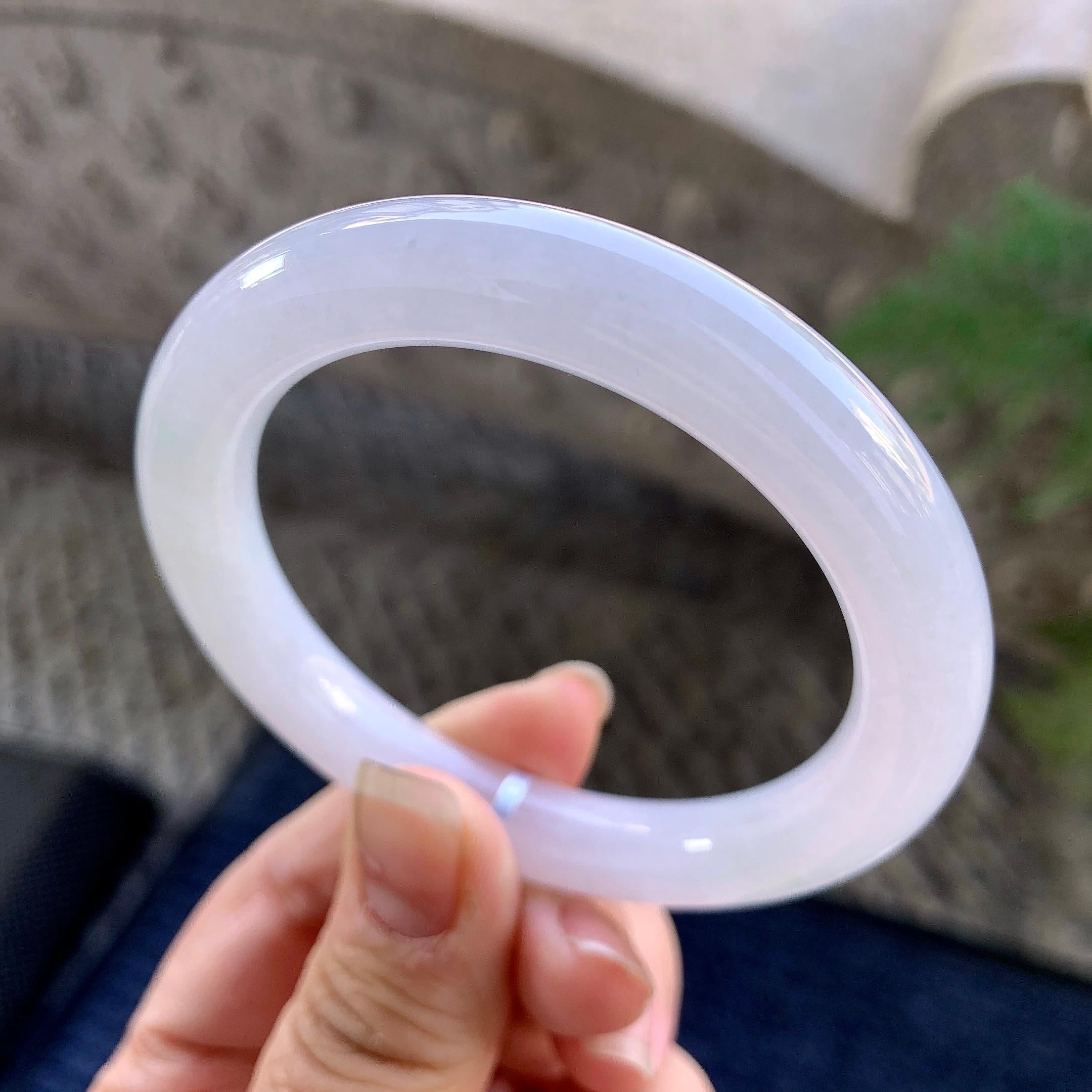 糯冰种无色圆条手镯（53.7mm）（yc305700）