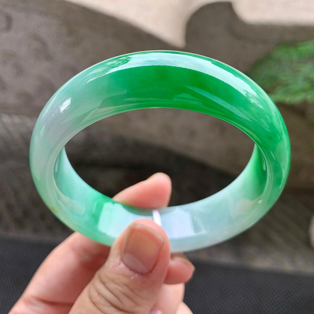 糯冰种阳绿宽版轮胎手镯（56.8mm）（yc259000）