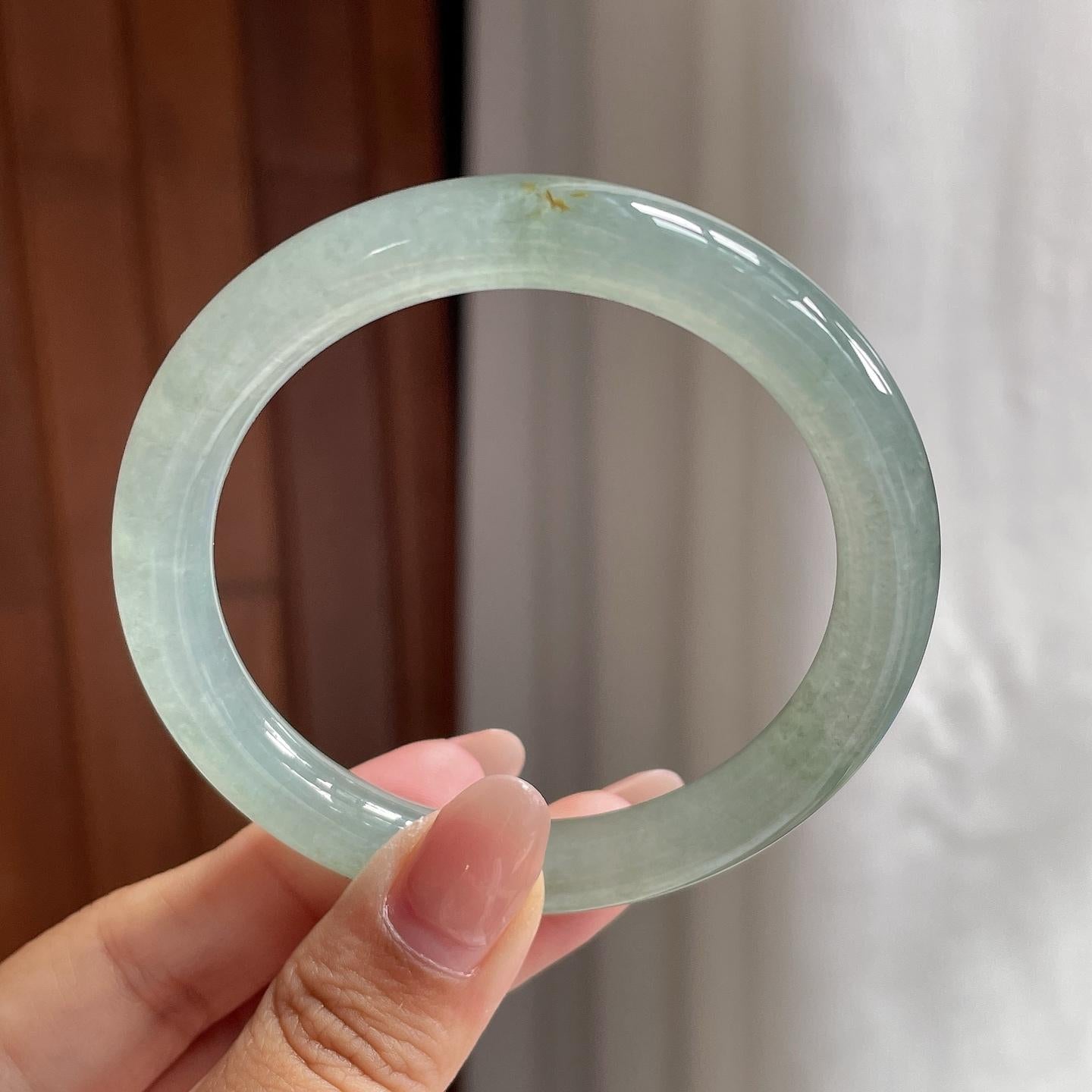 小圈口 冰种晴底圆条手镯 52圈 天然缅甸A货翡翠（yc693800）