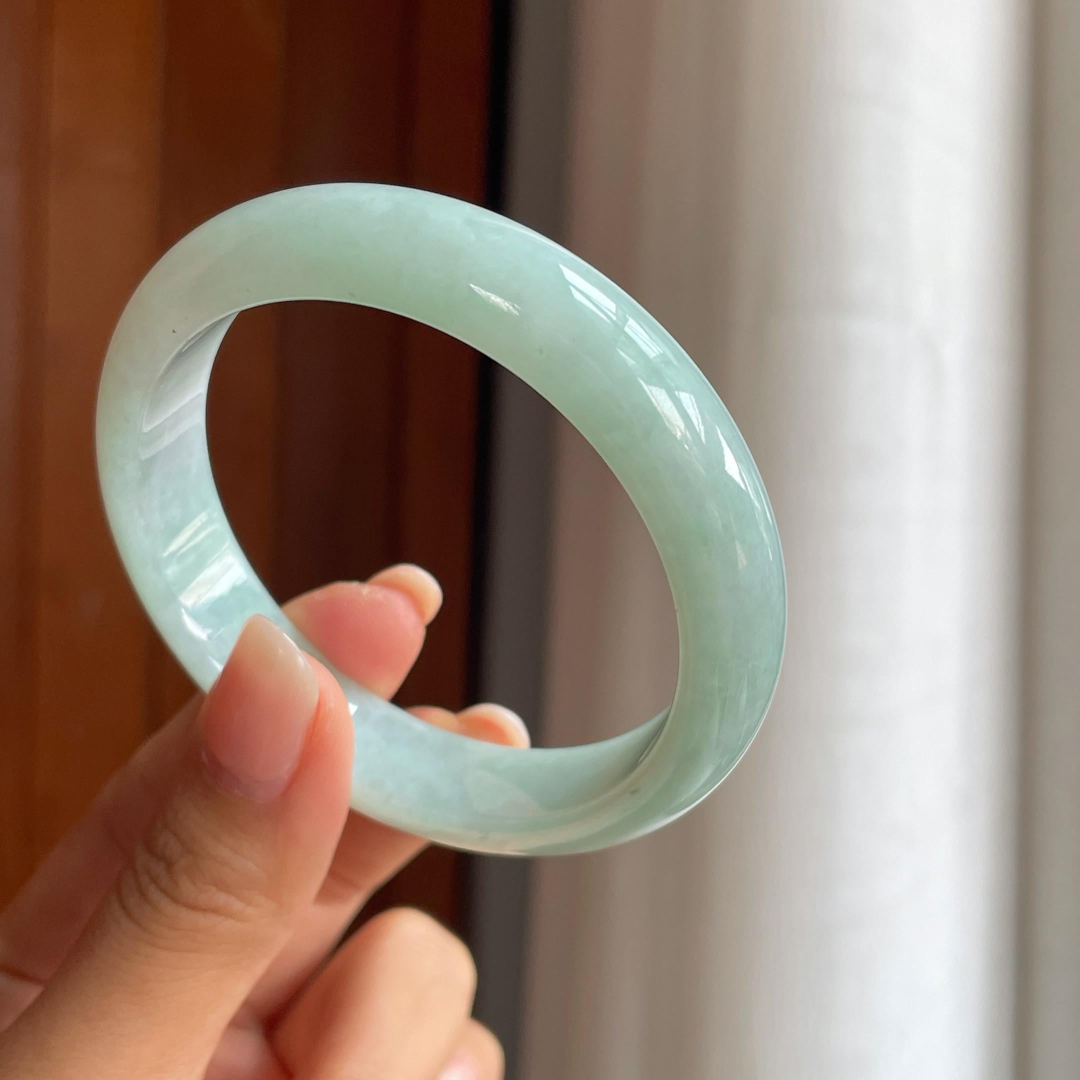糯冰晴底翡翠平安镯(57.5mm)（yc415410）