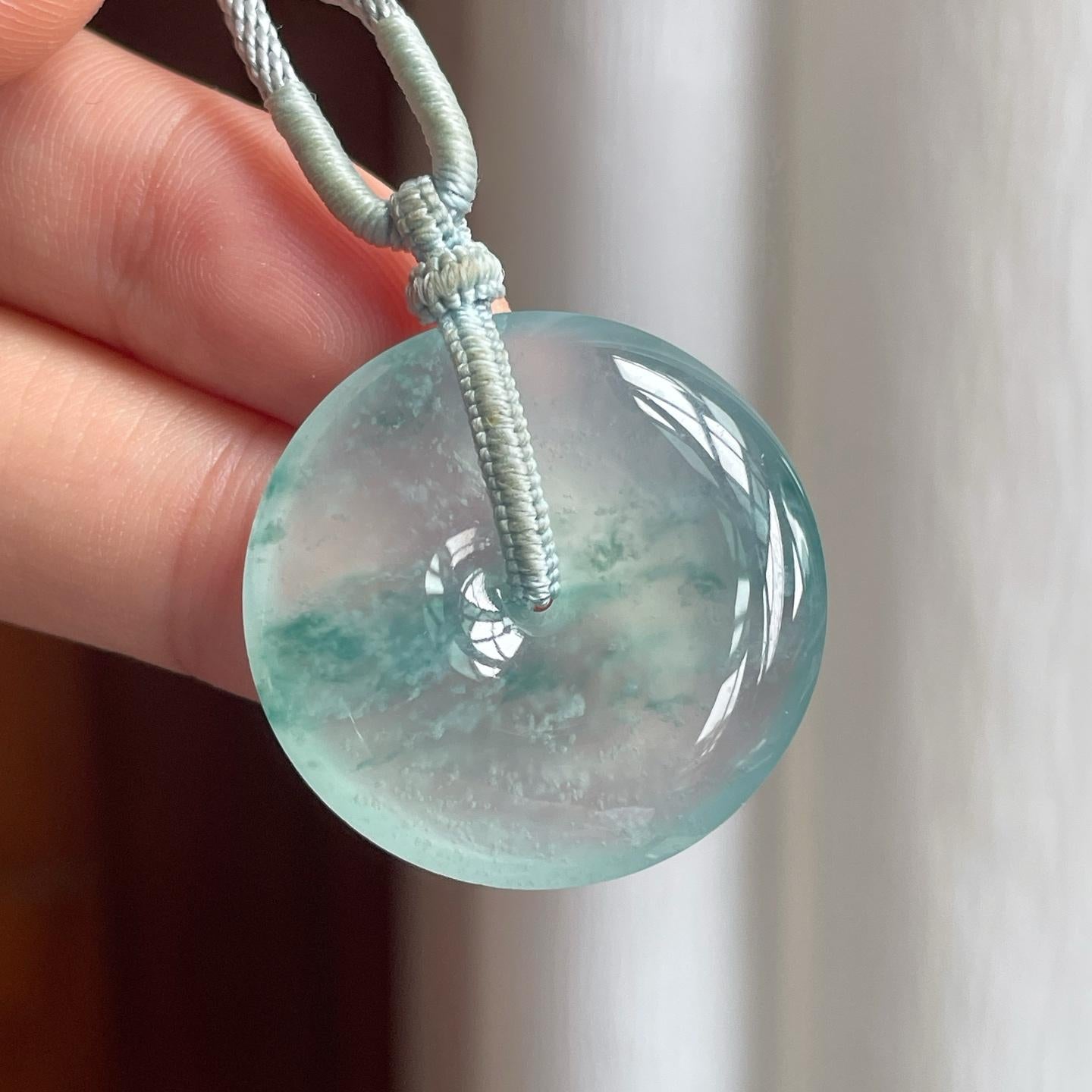 冰种飘花翡翠平安扣（yc248536）