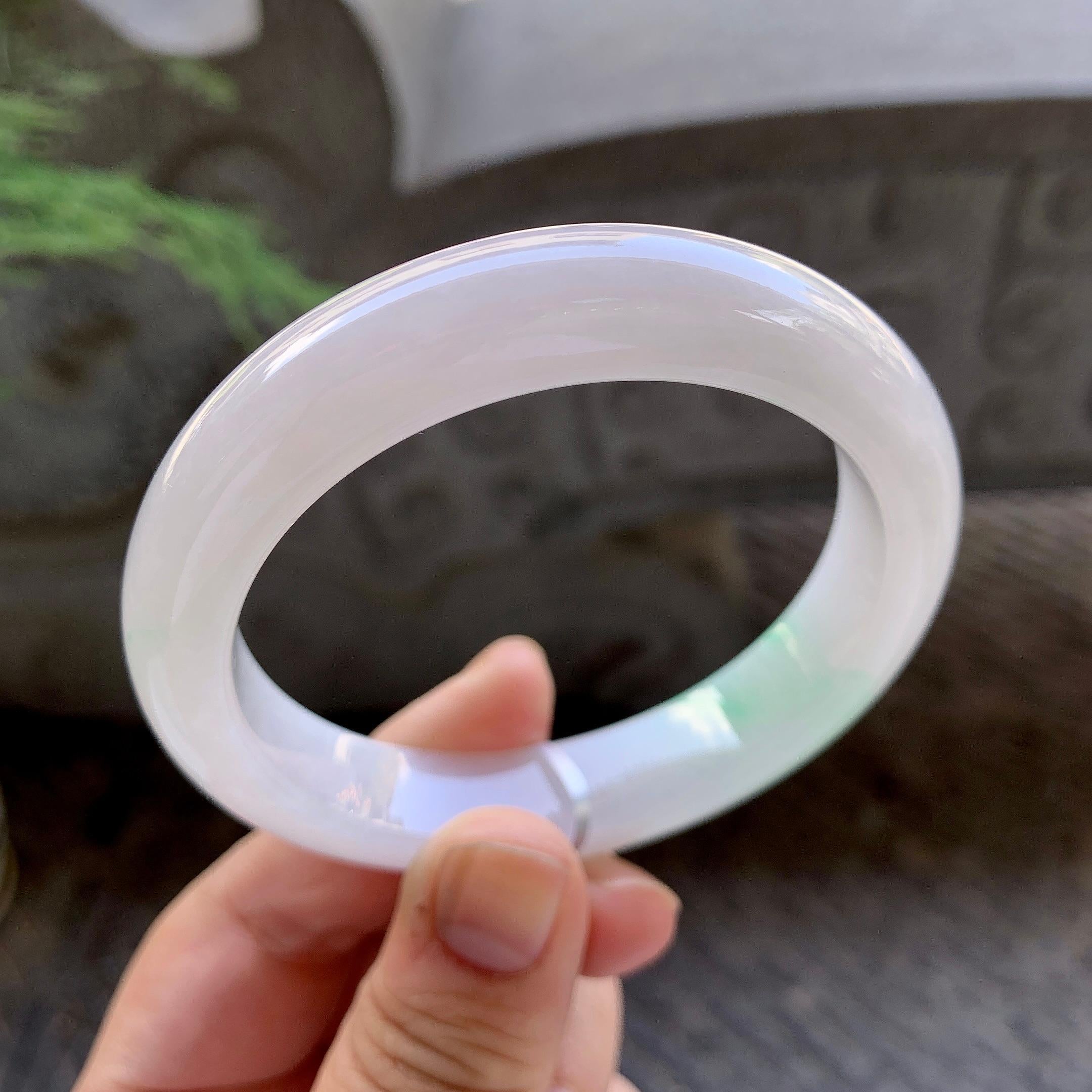细糯种飘绿平安镯（56.8mm）（yc199584）
