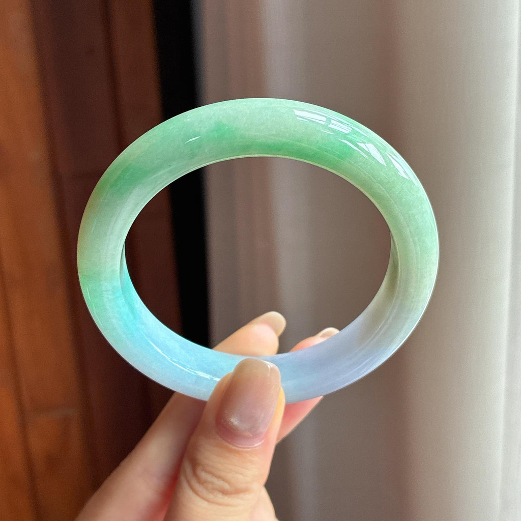 细糯种半山半水正圈平安镯 54圈 天然缅甸A货翡翠（yc440043）