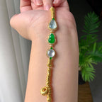 18K金钻+黄金镶糯冰种多彩盘缠手链（yc224991）