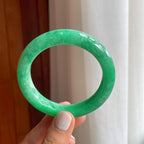 糯种满绿翡翠平安镯（55.8mm）（yc249155）