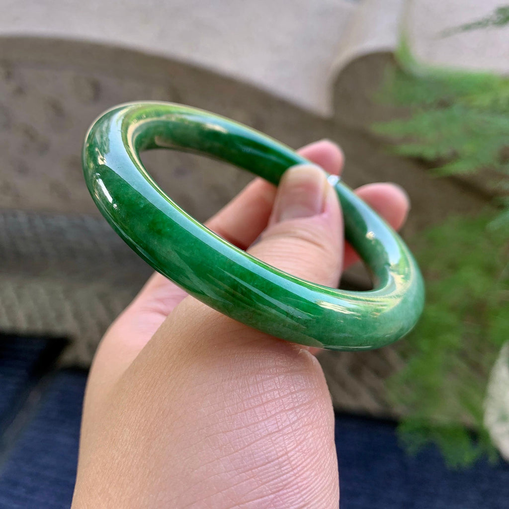 糯种豆绿圆条手镯（55.4mm）（yc249411）