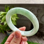细糯种飘花正圈平安镯55.4圈口 天然缅甸A货翡翠（yc317270）