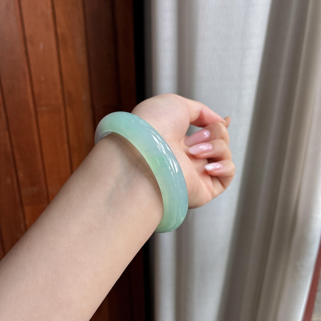 冰种春带彩正圈平安镯 56圈（yc759469）