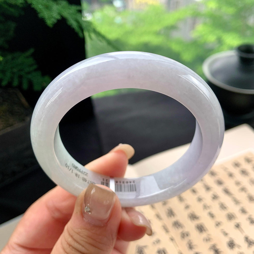 细糯种淡春彩正圈平安镯 53.2圈口 天然缅甸A货翡翠（yc473082）