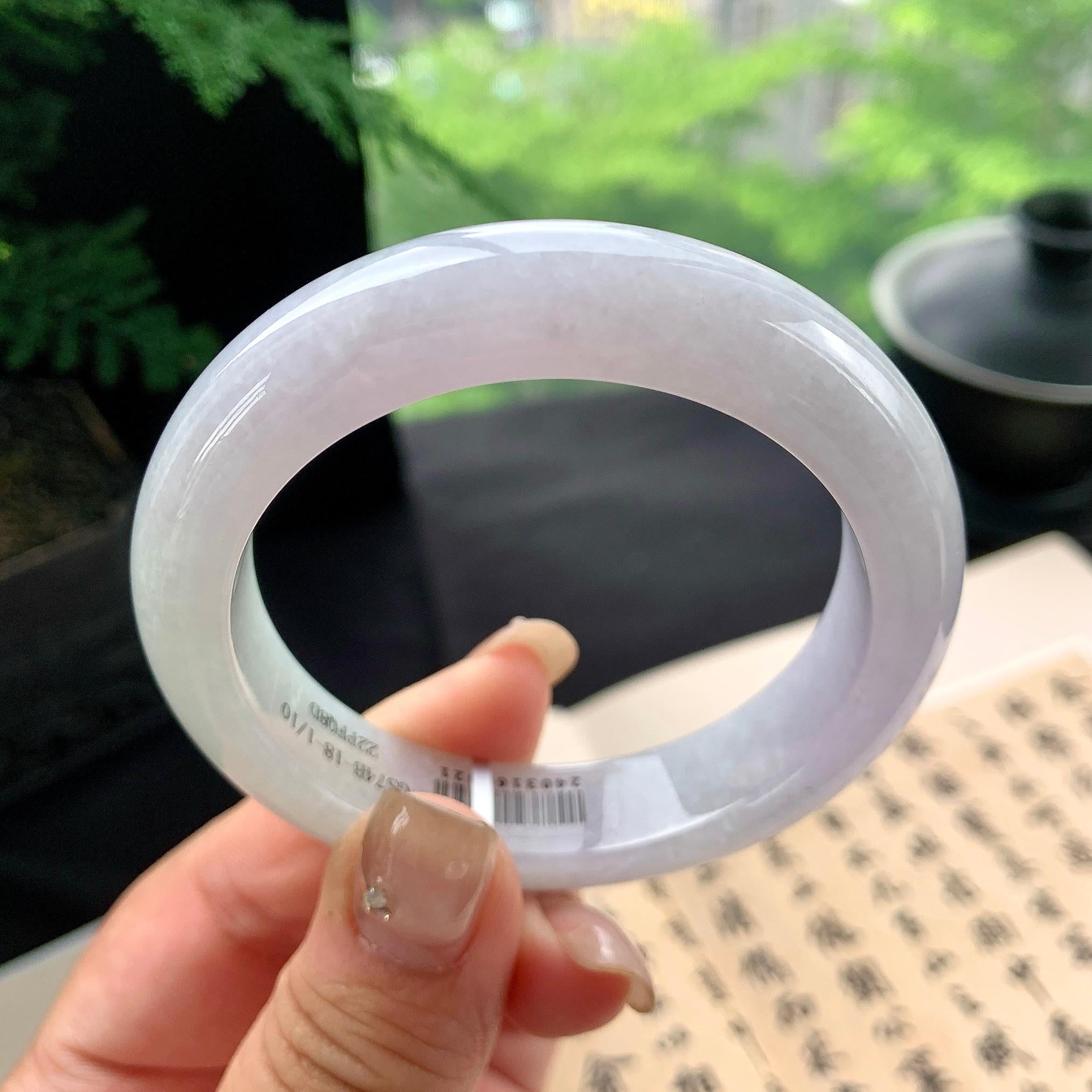 细糯种淡春彩正圈平安镯 53.2圈口 天然缅甸A货翡翠（yc473082）