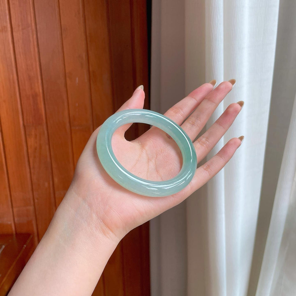 冰种晴底翡翠圆条手镯（58.4mm)（yc388730）
