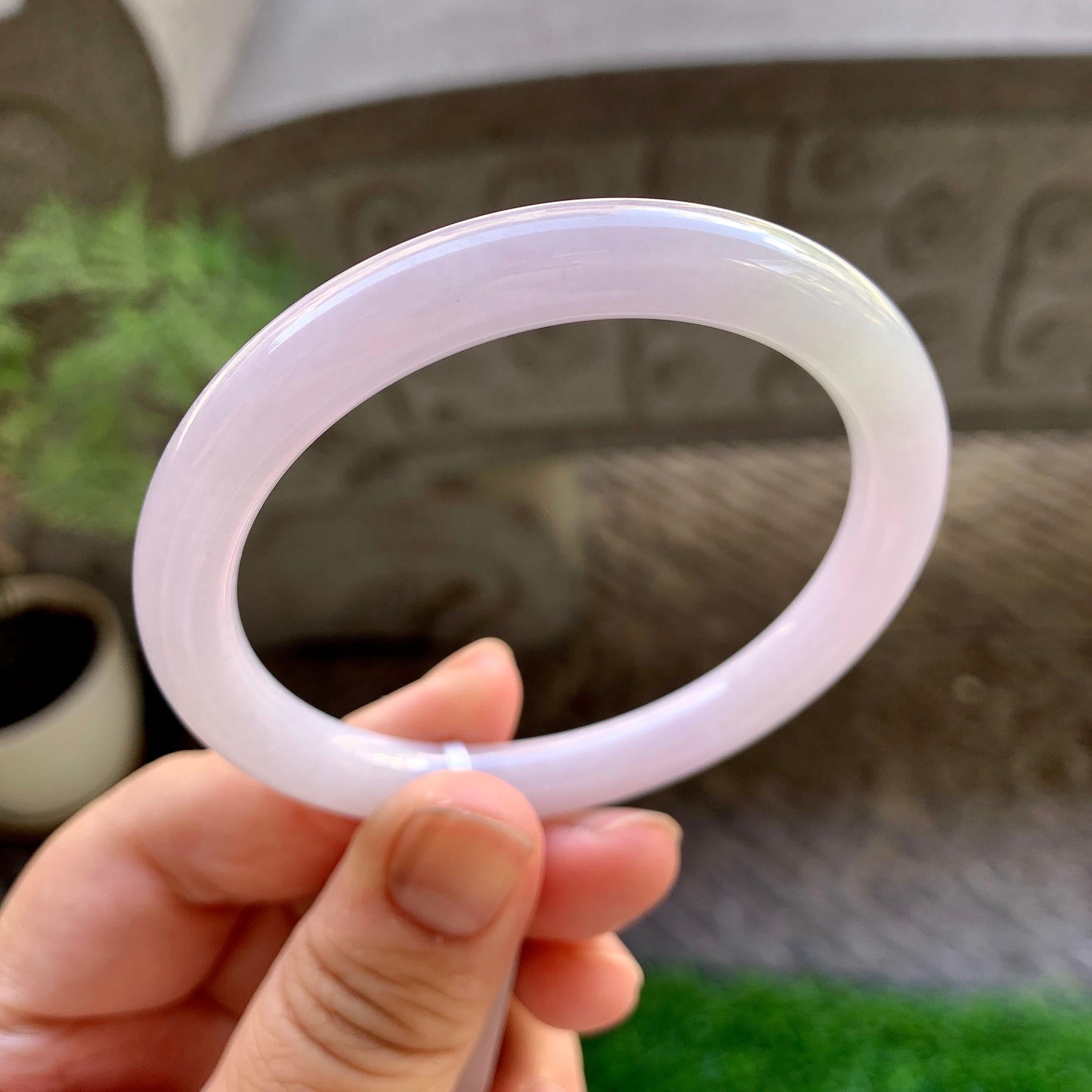 细糯种淡粉底圆条手镯（54.6mm）（yc229793）