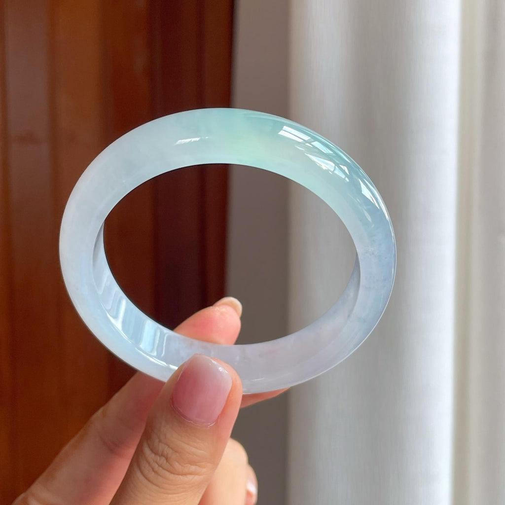 冰种带底色翡翠平安镯（58.3mm)（yc382345）