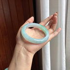 Vòng tay bình an khẩu lớn, nước hạt gạo đá băng có màu, khẩu 60, Ngọc phỉ thúy tự nhiên loại A Myanmar (yc451499)