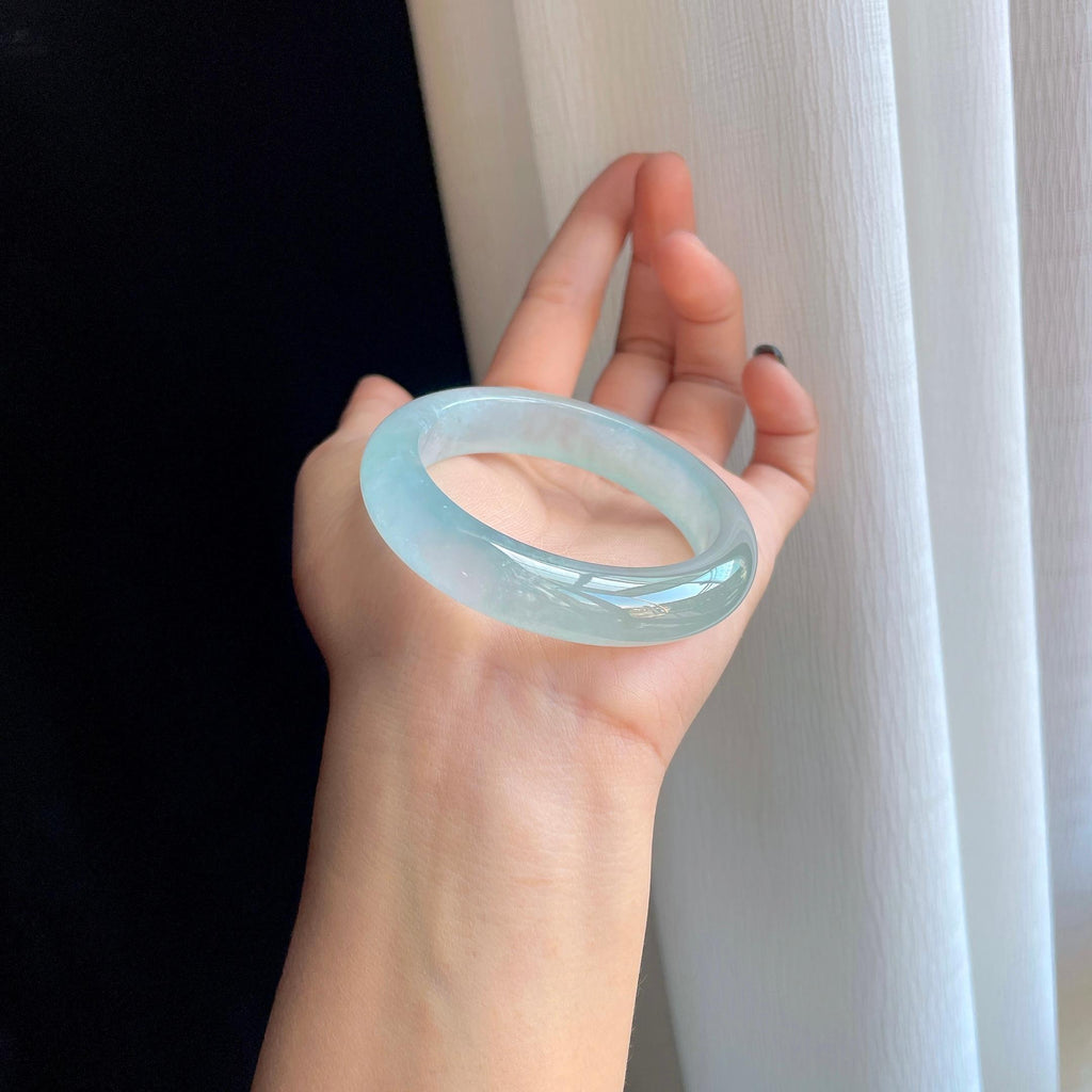 冰种带底色翡翠平安镯（51mm）（yc287963）