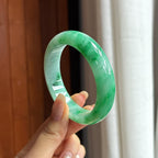 细糯种飘花正圈平安镯 53圈 天然缅甸A货翡翠（yc454461）