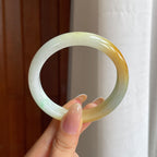 糯冰黄翡翡翠平安镯（57mm)（yc424982）