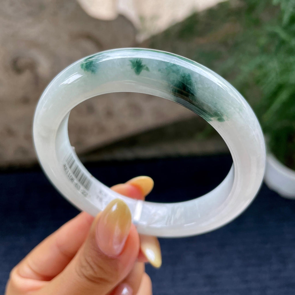 细糯种飘花正圈平安镯55.7圈 天然缅甸A货翡翠（yc464070）
