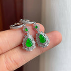 18k真金真钻镶冰种满绿翡翠葫芦耳坠（yc248492）