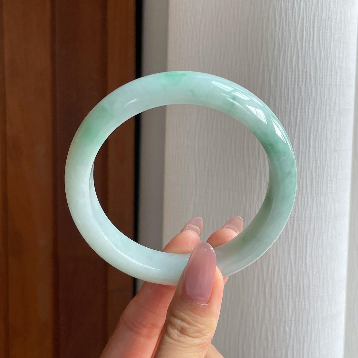 细糯冰飘花翡翠平安镯（63.8mm（yc286501）