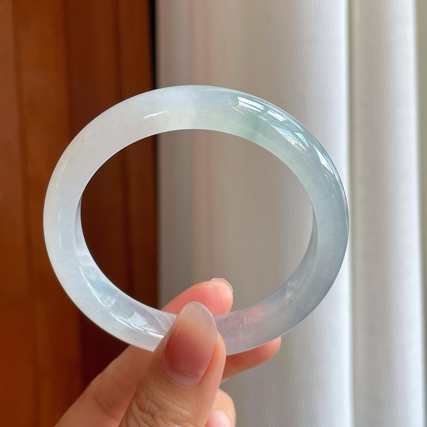 冰种飘花翡翠平安镯（57.7mm)（yc310958）