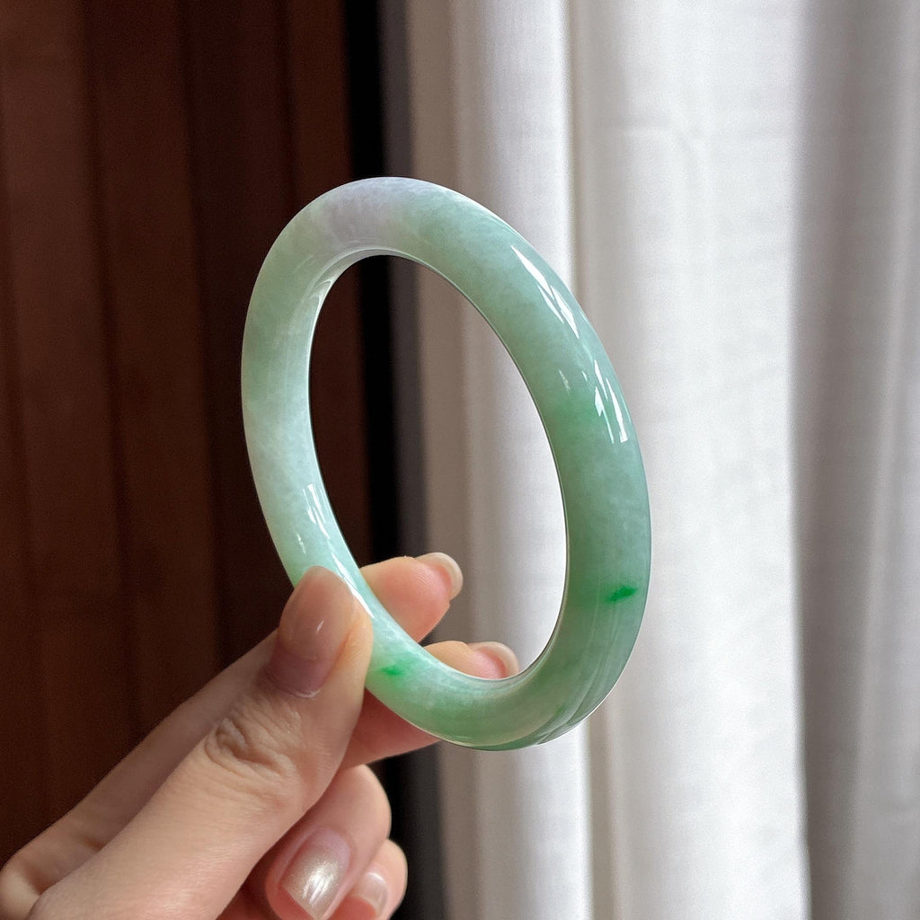 细糯种晴底圆条手镯 56圈 天然缅甸A货翡翠（yc481649）