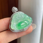 18k金钻镶冰种带色翡翠佛公（yc261336）