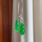 18k金镶糯冰满绿翡翠豆子（yc247184）