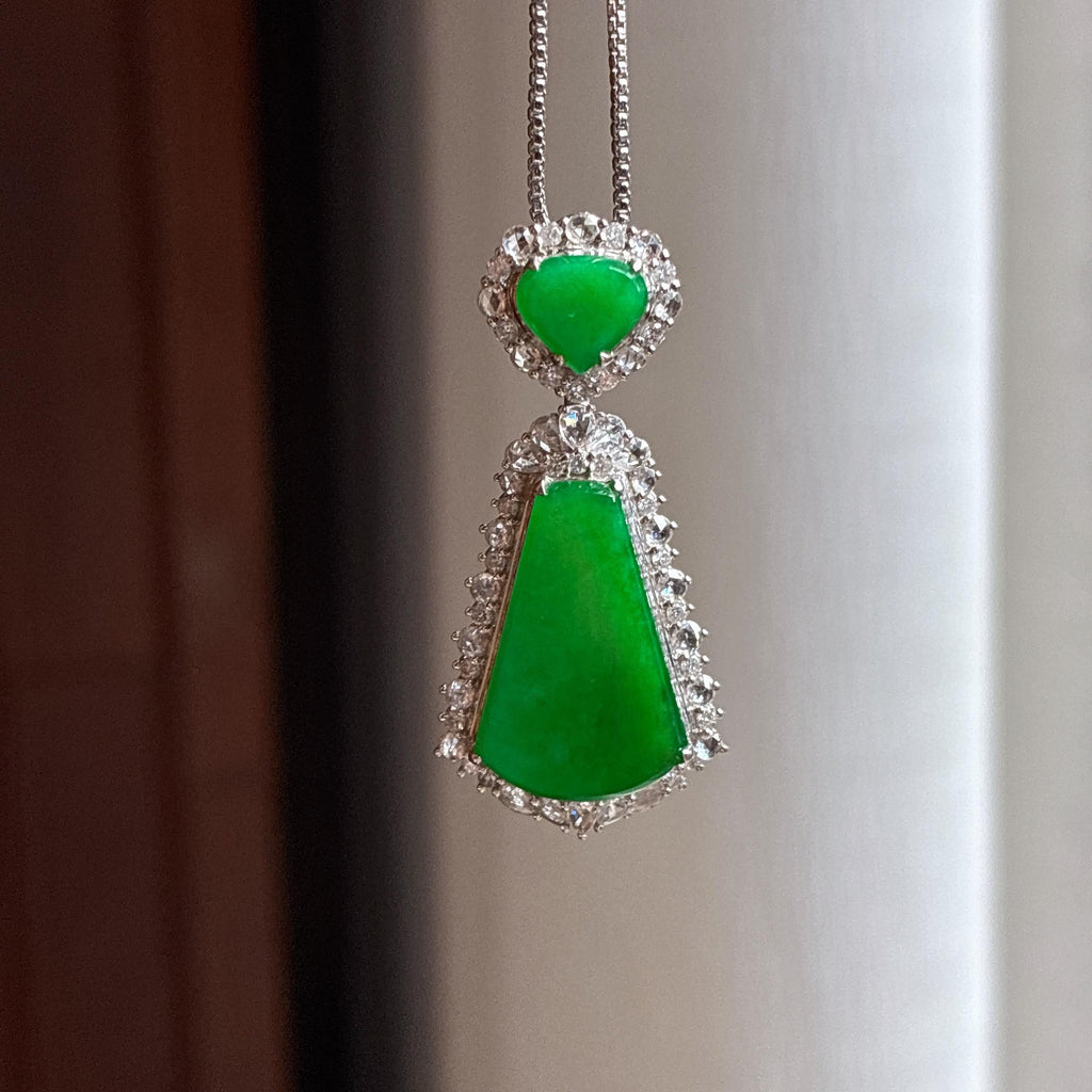 Mặt Bài Vô Sự Mãn Lục Nước Đậm Ngọc Phỉ Thúy A Tự Nhiên Miến Điện Khảm Vàng 18k (yc450418)