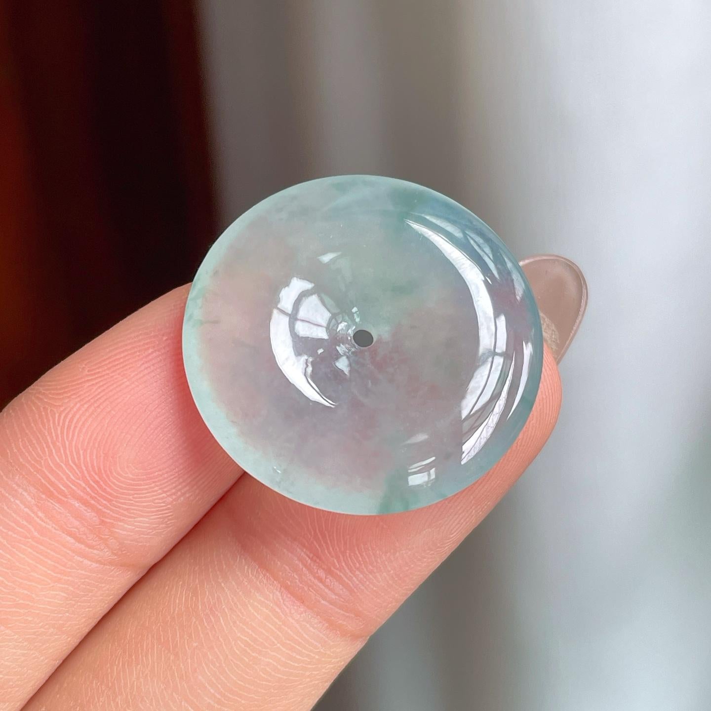 冰种飘花翡翠平安扣（yc240393）