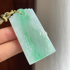 糯冰飘绿花翡翠仿古无事牌（yc260374）