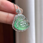 Phật Công Tuyết Lục Trên Nền Vàng 18k Ngọc Phỉ Thúy Tự Nhiên Loại A Myanmar (yc450370)