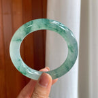 冰种飘花圆条翡翠手镯（57mm）（yc288632）