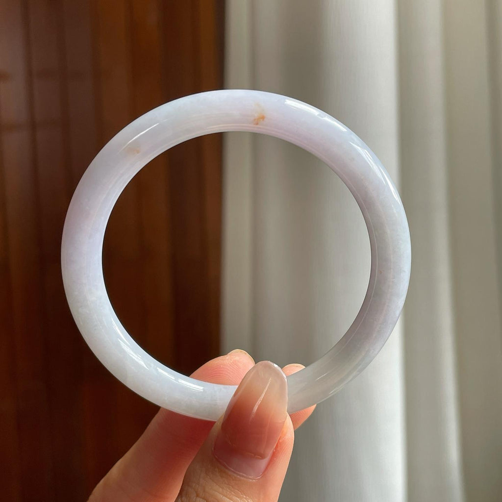 糯冰淡春翡翠圆条手镯（55mm）（yc333143）