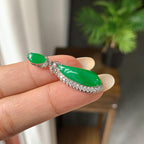 18k金钻镶糯冰种满绿随型吊坠（yc261148）