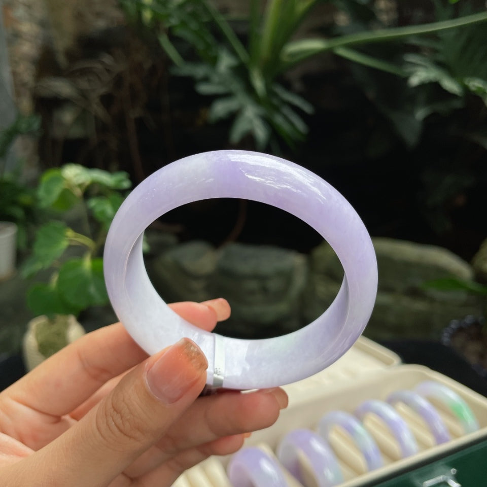 糯种宽版紫罗兰正圈翡翠手镯（58.6mm）（yc019363）